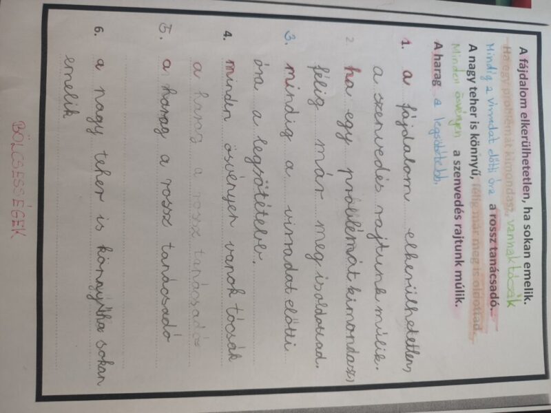 Bölcsességek gyűjtése, szétválogatása Bölcsességek gyűjtése, szétválogatása